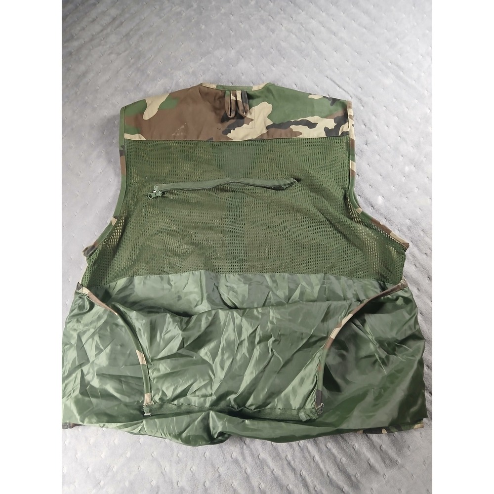 Master Sportsman Camo Hunting Vest Mens L Woodland Mesh Back Game Bag Utility - Picture 7 of 8